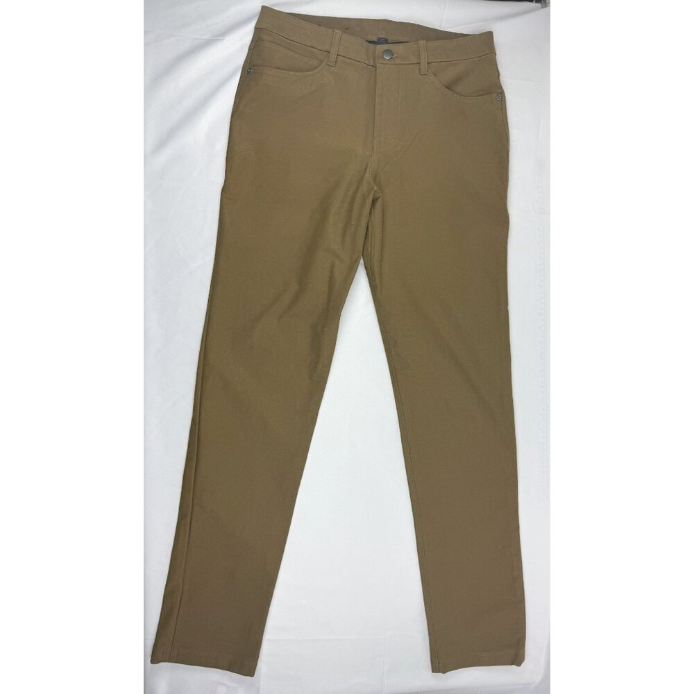 LULULEMON ABC Slim Fit Utilitech Pants Brown Jeans Stretch Mens 31x33 Office - Picture 2 of 10